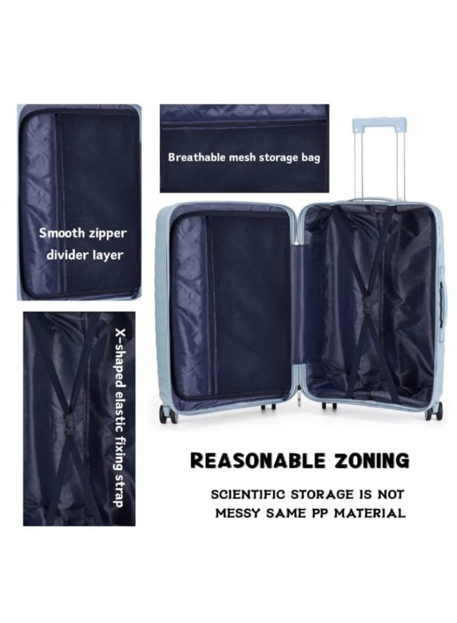 POGAGO 3 Piece Polypropylene Luggage Set 28/24/20 Inch Hard Shell Trolley Bags, Unbreakable Lightweight Suitcase Set with 360° Spinner Wheels, TSA Lock, Anti-Theft Double Zipper, Aluminum Handle – Travel Bags - Image 4